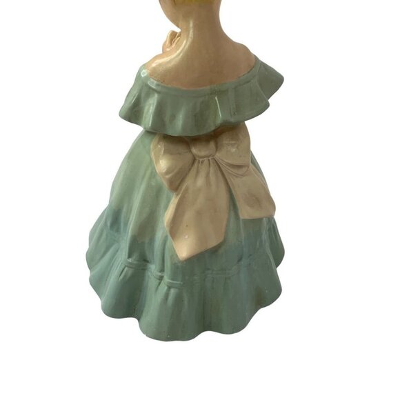 Holland Mold Vintage 1960s Chalkware Figurine Girl Blue Dress 10"h - Picture 7 of 8